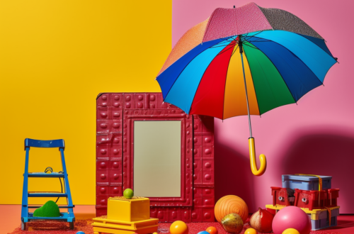 Scena composta utilizzando oggetti colorati in tonalità RGB primarie